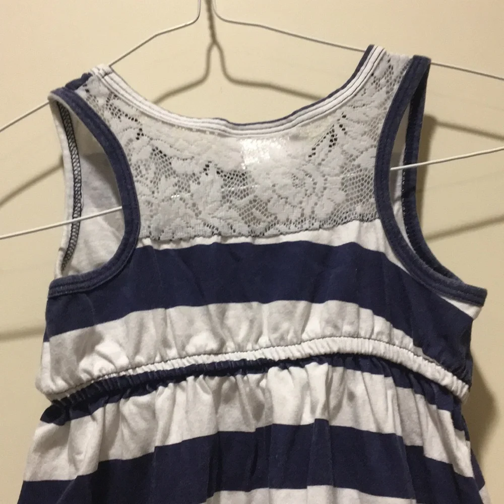 Flapdoodles girls striped sleeveless hi/lo dress rainbow heart appliqué size 5